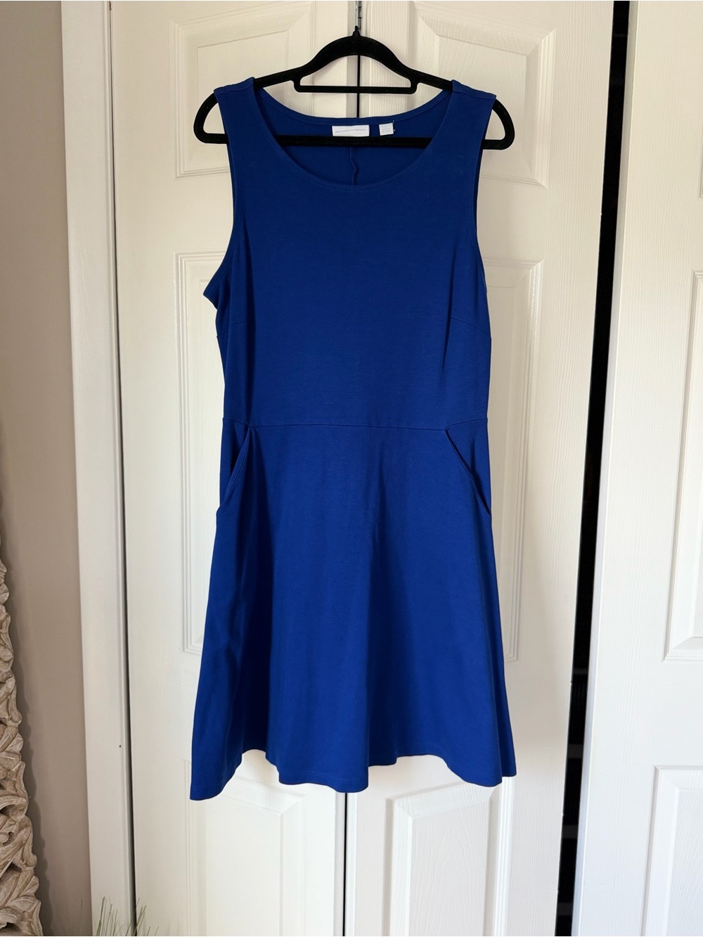 New York & Company Royal Blue Midi Fit-and-Flare Dress